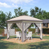 Outsunny 11' X 11' Pop-up Gazebo With Double Roof Carrying Bag, Beige And Grey|Outsunny Tonnelle Escamotable A Double Toit 11 X 11 Sac De Transport, Beige