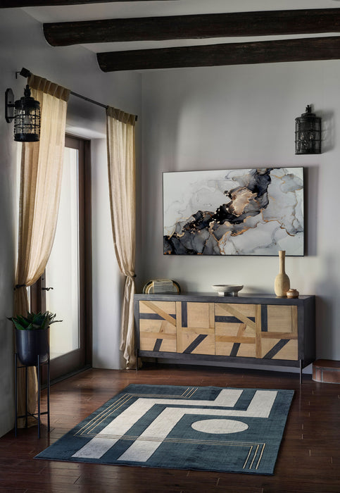 Erisa Contemporary 7'9\" x 9'10\" Area Rug in Blue Indoor Area Rug