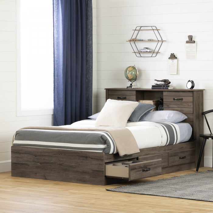 Ulysses Storage Bed And Bookcase Headboard Set Fall Oak - South Shore