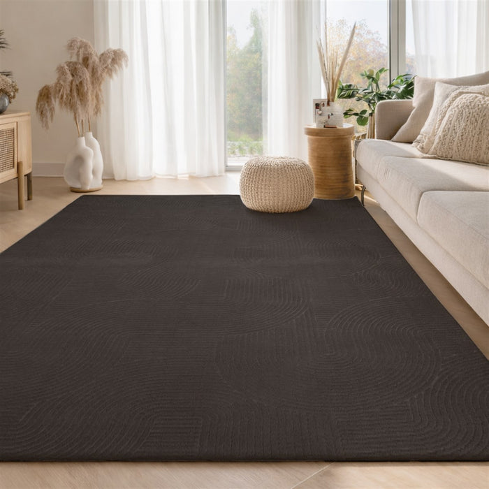 Elion Contemporary Charcoal Washable Rug 5'0\" x 7'6\" Indoor Area Rug