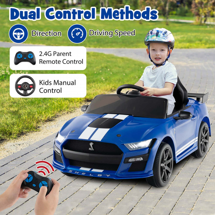 Costway 12v Licensed Ford Mustang Shelby Gt500 Kids Ride On Car With Remote Control Navy