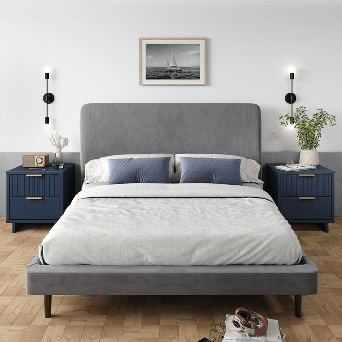 Granville Modern 18\" Nightstand in Midnight Blue (2-Drawer) - Set of 2