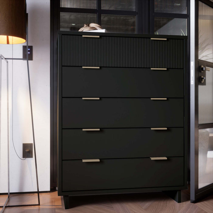 Granville Modern 38\" Chest in Black (5-Drawer)