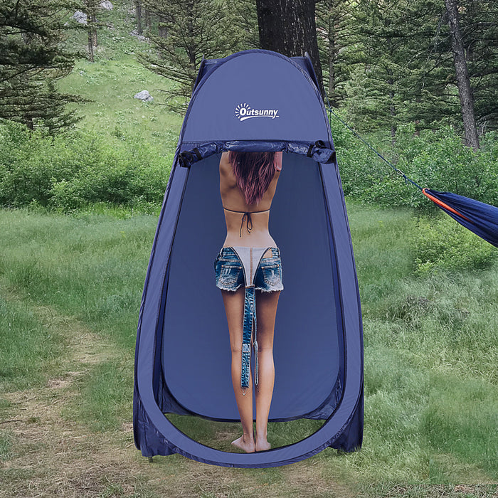 Outsunny Pop Up Shower Tent Portable Dressing Changing Room Privacy Shelter Tents For Outdoor Camping Beach Toilet And Indoor Photo Shoot W/ Carrying Bag, Navy Blue