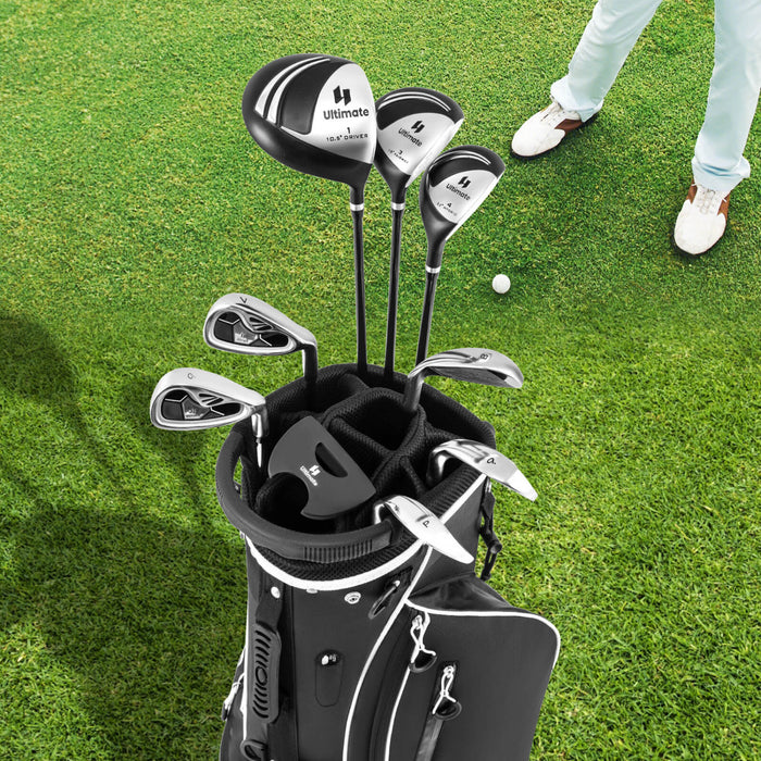 Costway Men's Complete Golf Clubs Package Set 10 Pieces Includes Alloy Driver Black