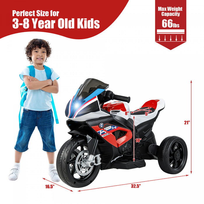 12v Kids Ride On Motorcycle Licensed Bmw 3 Wheels Electric Toy W/ Light & Music Red