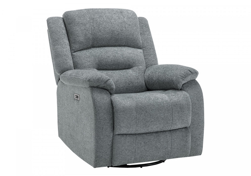 Large Upholstered Power Reclining Chair, Usb Ports Included, Blue Fabric, Transitional Recliner
