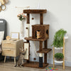 PawHut Cat Tree for Large Cat Adults, 52 Inch Cat Tower for Indoor Cats w/ Scratching Posts, Cat Bed, Condo, Jumping Platforms, Toy Balls, Anti-tip Kit, Leopard Print