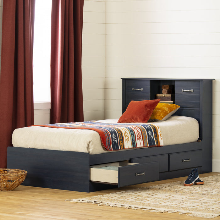 Ulysses Storage Bed And Bookcase Headboard Set Blueberry - South Shore