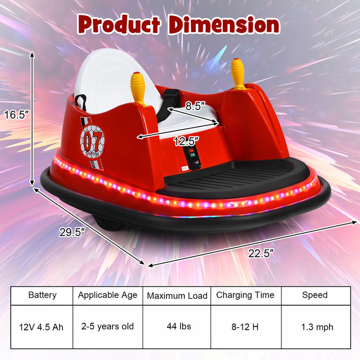 12v Vehicle 360¡a Spin Race Toy Kids Ride On Bumper Car W/ Remote Control Red
