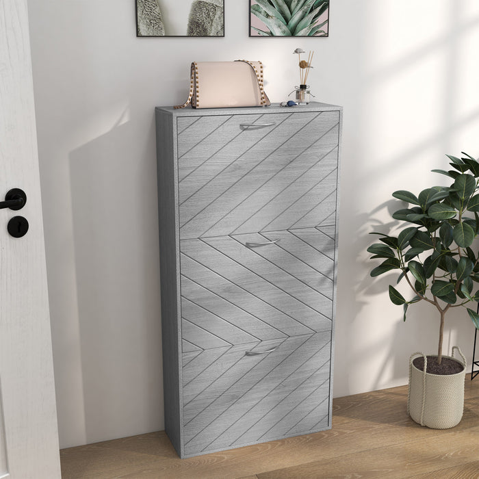 HOMCOM Slim Shoe Storage Cabinet with 3 Flip Drawers for 9-12 Pair of Shoes