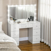 HOMCOM Makeup Vanity Desk with Lighted Mirror 7 Drawers 10 LED Lights White