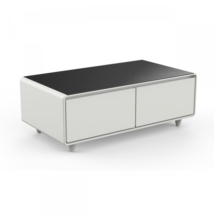Forno Evoluto Tavolo 51\" White Smart Coffee Table – Dual Refrigerator Drawers-FCTFR7006-51WHT
