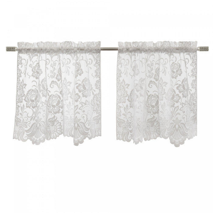 Habitat Limoges White Sheer Rod Pocket Curtain Tiers - 55 x 24