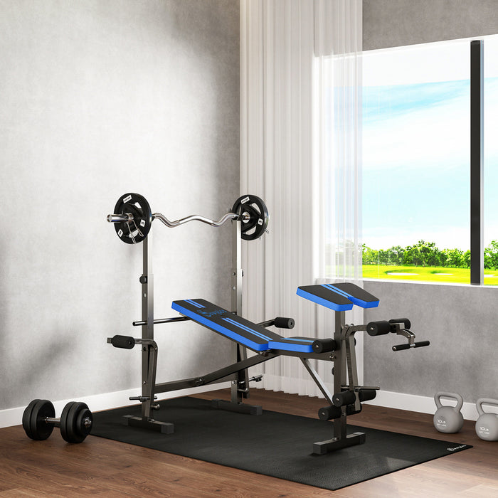 Soozier Adjustable Weight Bench with Leg Extension, Home Gym Bench, Blue
