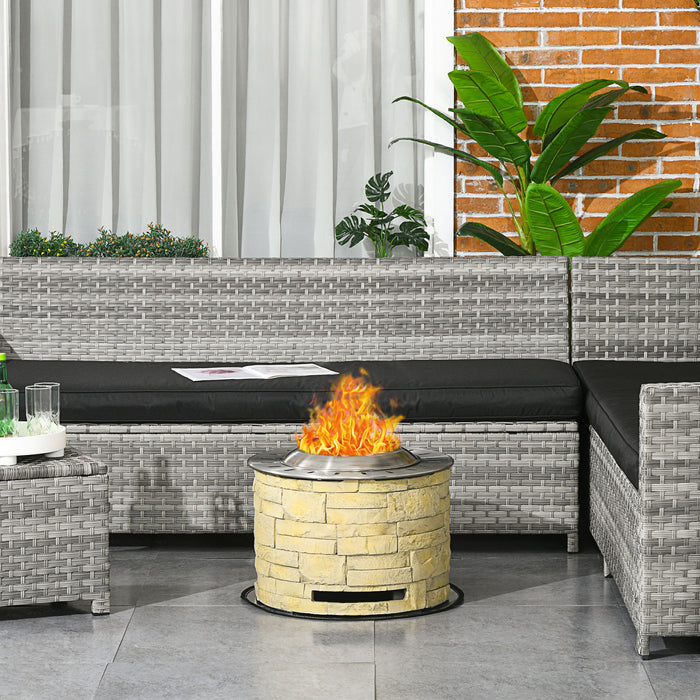 Outsunny Smokeless Fire Pit With Mat, 20\" Firepit, Magnesium Oxide, Yellow