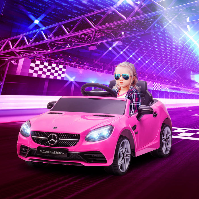 Aosom 12v Kids Electric Powered Ride-On Car With Parent Remote Control Two Motors Music Lights Suspension Wheels For 3-6 Years Pink