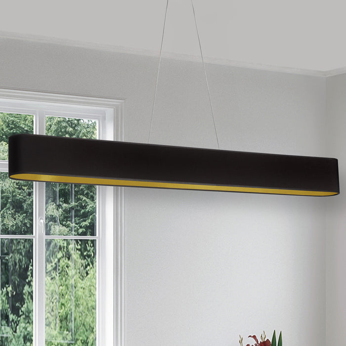 Dainolite Aubrey Horizontal Pendant 30w Oval Matte Black Black/Gold Shade Lamp