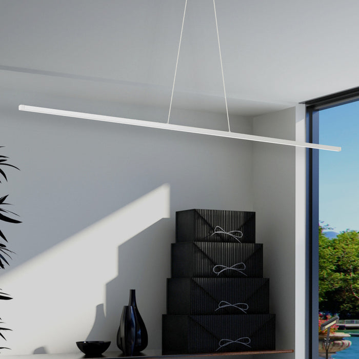 Dainolite Array LED Horizontal Pendant 56w 72\" Matte White Finish White Acrylic Diffuser Lamp