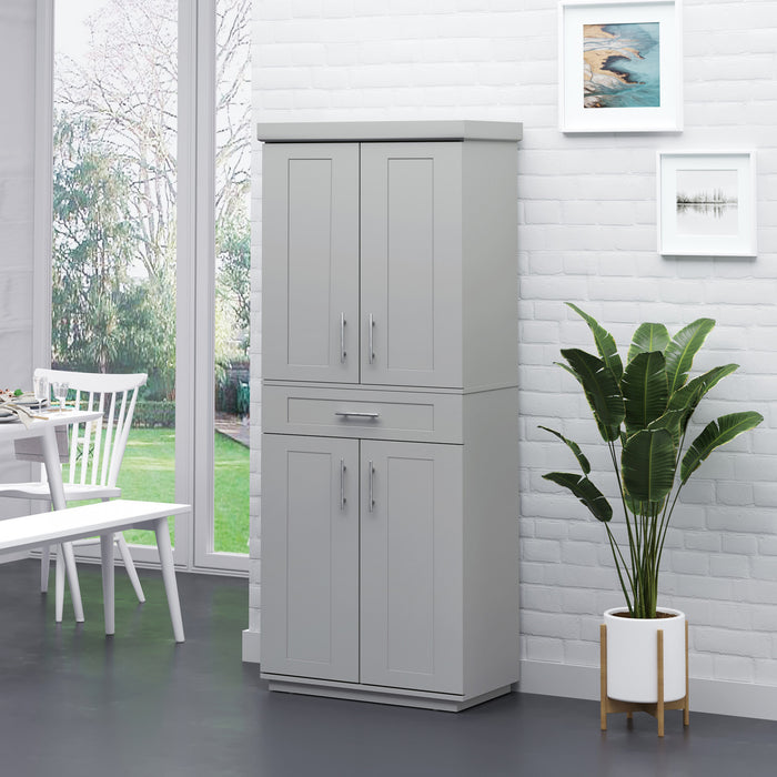 HOMCOM Modern Kitchen Pantry with Shelves, Grey