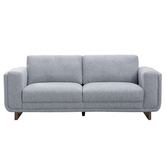 Caden 83 in. Textured Weave Fabric Sofa with Block Arms and Wood Legs - Grey