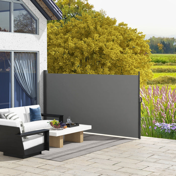 Outsunny 118\" X 63\" Retractable Side Awning Patio Outdoor Folding Privacy Screen With Resistance To Uv Rays & Wind, Light Grey