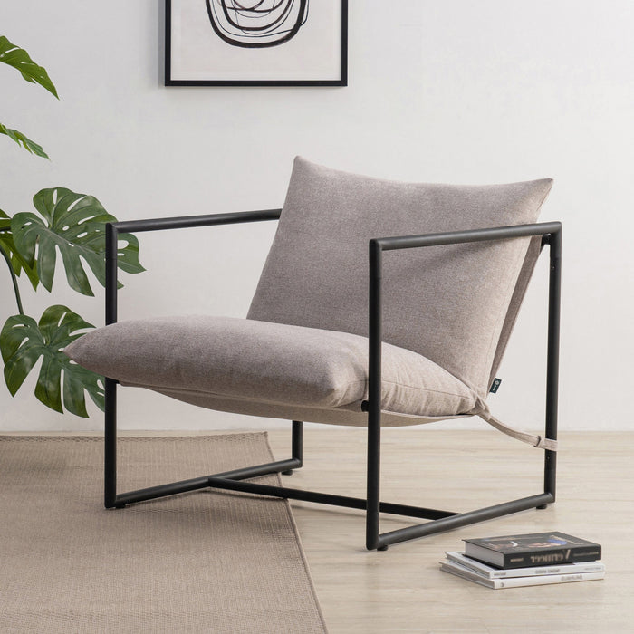 Aidan Metal Frame Sling Accent Chair with Cushions - Oatmeal