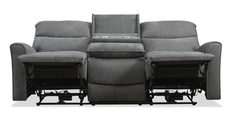 Quest 82.5\" Chenille Fabric Power Reclining Sofa - Grey