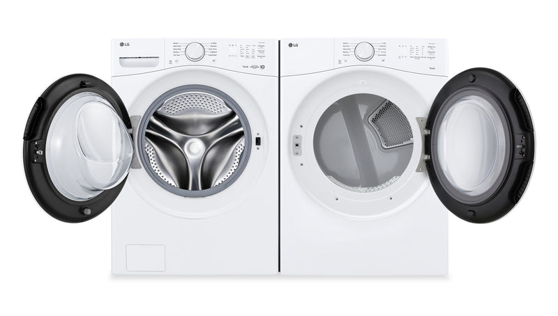 LG 5.2 Cu. Ft. Ultra Large Front Load Washer and 7.4 Cu. Ft. Electric Dryer with AI Sensor Dry® – White