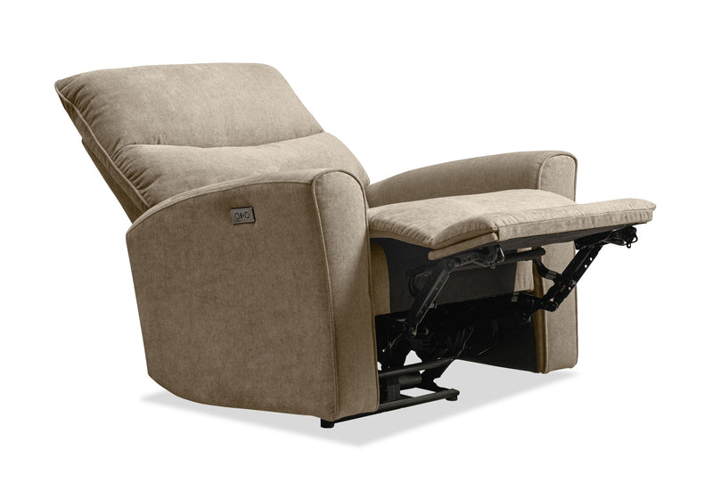 Quest 36.5\" Velvet Fabric Power Reclining Chair - Cobblestone