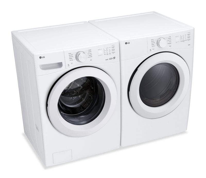 LG 5.2 Cu. Ft. Ultra Large Front Load Washer and 7.4 Cu. Ft. Electric Dryer with AI Sensor Dry® – White