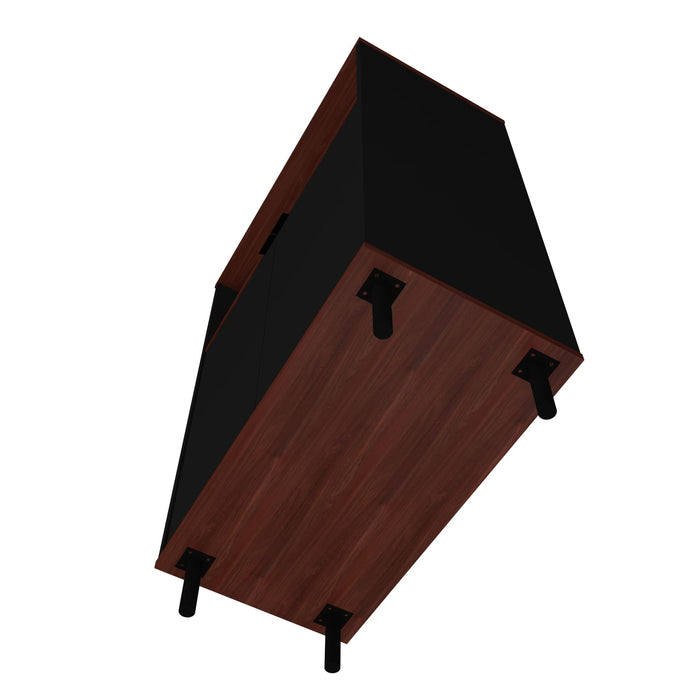 Manhattan Comfort Mosholu 3-Shelf Accent Cabinet - Black & Nut Brown