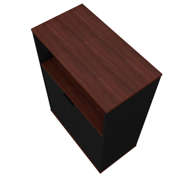 Manhattan Comfort Mosholu 3-Shelf Accent Cabinet - Black & Nut Brown