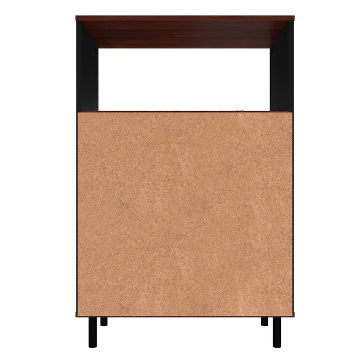 Manhattan Comfort Mosholu 3-Shelf Accent Cabinet - Black & Nut Brown