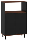 Manhattan Comfort Mosholu 3-Shelf Accent Cabinet - Black & Nut Brown