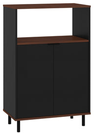 Manhattan Comfort Mosholu 3-Shelf Accent Cabinet - Black & Nut Brown