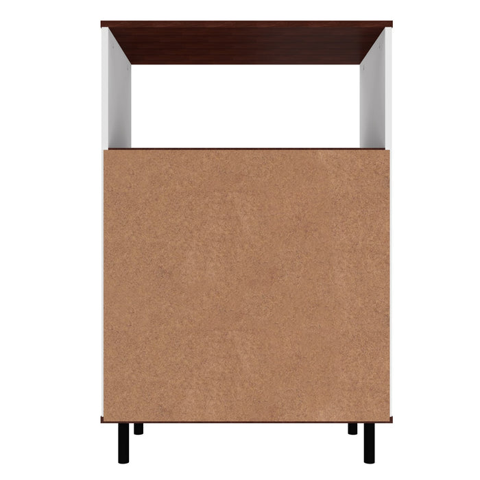 Manhattan Comfort Mosholu 3-Shelf Accent Cabinet - White & Nut Brown