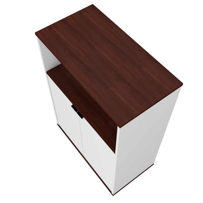 Manhattan Comfort Mosholu 3-Shelf Accent Cabinet - White & Nut Brown