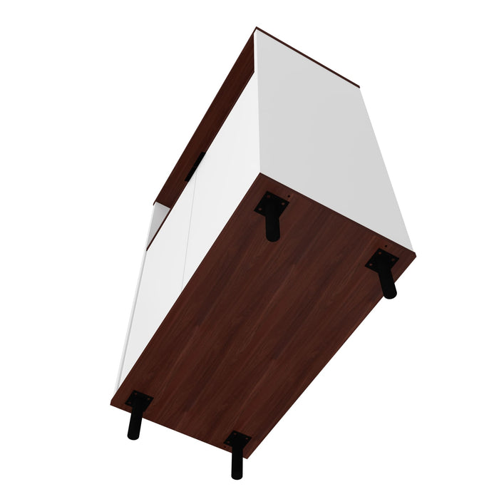 Manhattan Comfort Mosholu 3-Shelf Accent Cabinet - White & Nut Brown