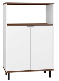 Manhattan Comfort Mosholu 3-Shelf Accent Cabinet - White & Nut Brown
