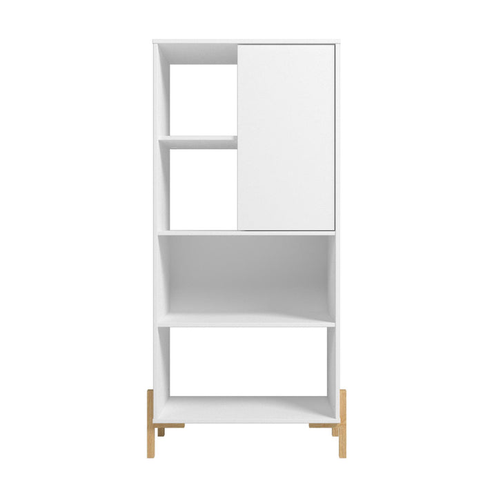 Manhattan Comfort Bowery Bookcase with 5 Shelves - White & Oak