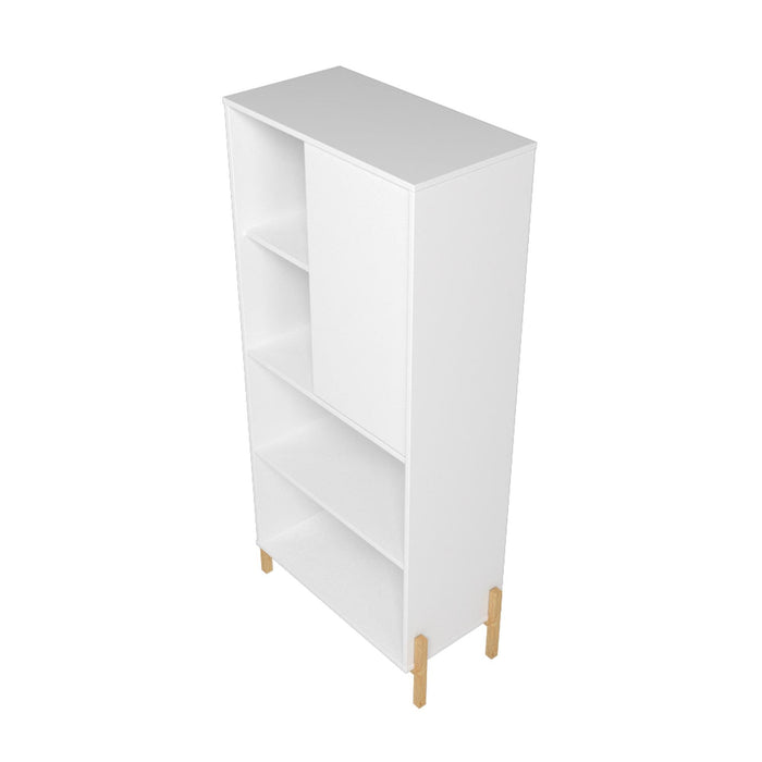 Manhattan Comfort Bowery Bookcase with 5 Shelves - White & Oak