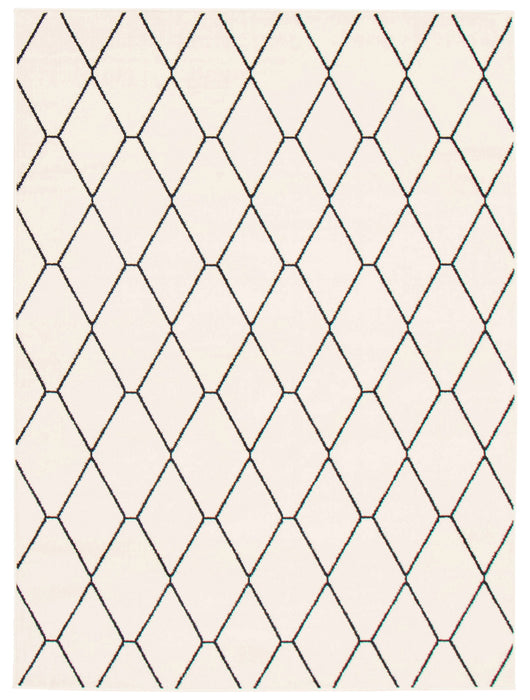 August White-Navy 6'7\" x 9'6\" Area Rug