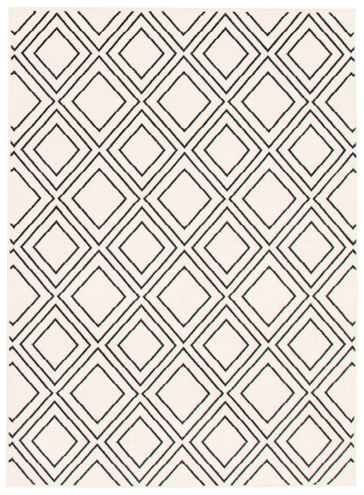 August Geod White-Navy 6'7\" x 9'6\" Area Rug