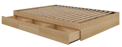 Nordika Full Storage Platform Bed - Natural Maple | Lit plateforme double Nordika avec rangement - érable naturel | D08HQEMI