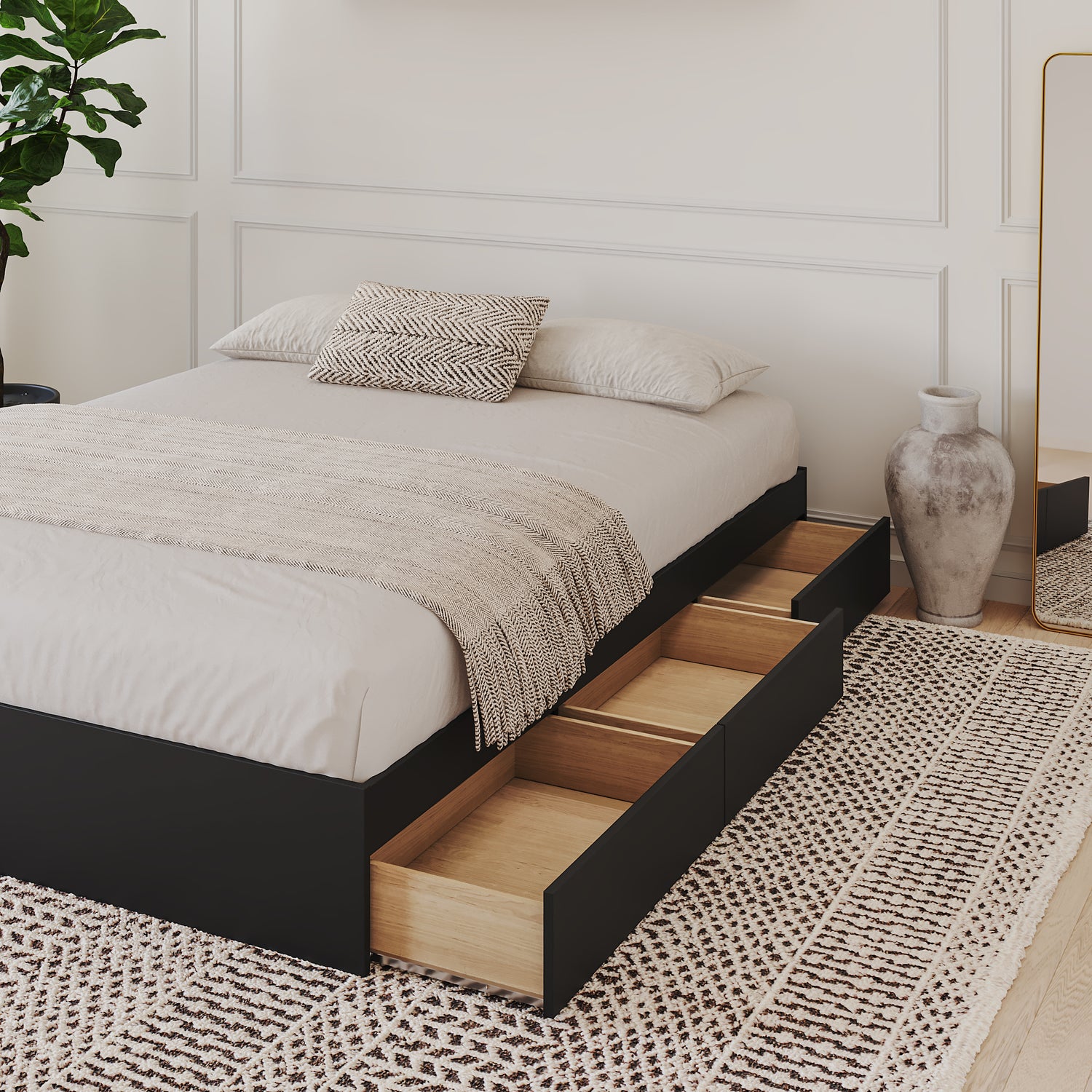 Nordika Queen Storage Platform Bed Black The Brick