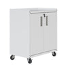 Manhattan Comfort Fortress Textured Metal 31.5\" Garage Mobile Cabinet with 2 Adjustable Shelves - White