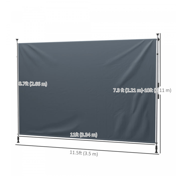Outsunny Retractable Patio Awning, Outdoor Privacy Screen, Dark Grey