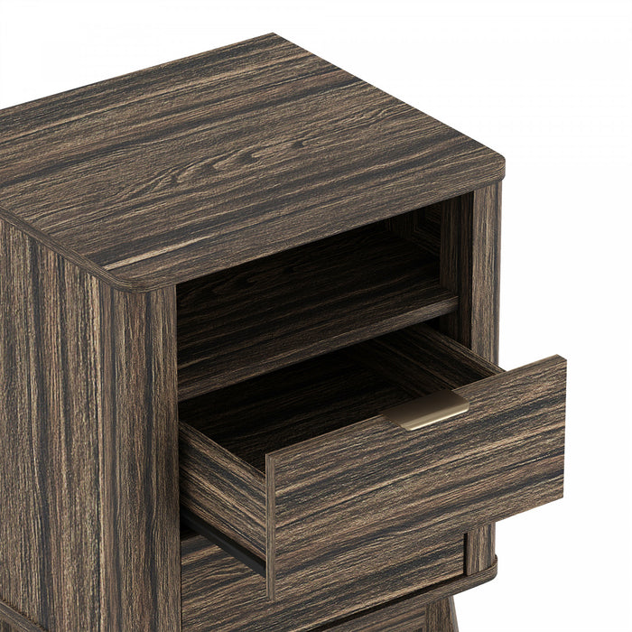 Orlen Mid-Century Modern 2-Drawer Multi-Purpose Nightstand & End Table in Jacobean Walnut