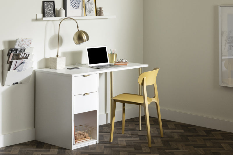 Amyra Computer Desk with Power Bar - Pure White